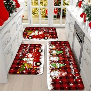 3pcs Christmas Kitchen Mats Set