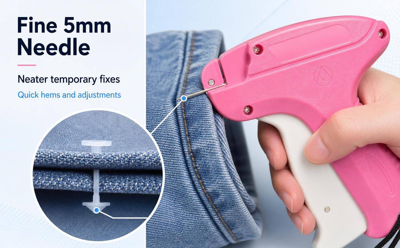 Fine 5mm Needle - Neater temporary fixes. Quick hems and adjustments.